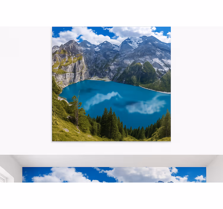 Fototapete Berge goldene Sonnenuntergang Gebirge - TenStickers