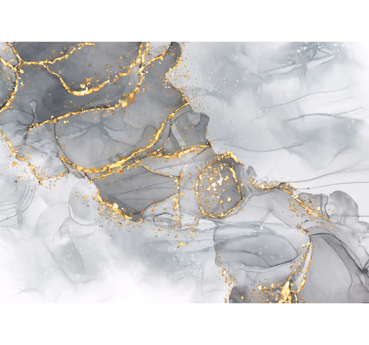 Fototapete Hochzeit mosaikwand grau und gold - TenStickers