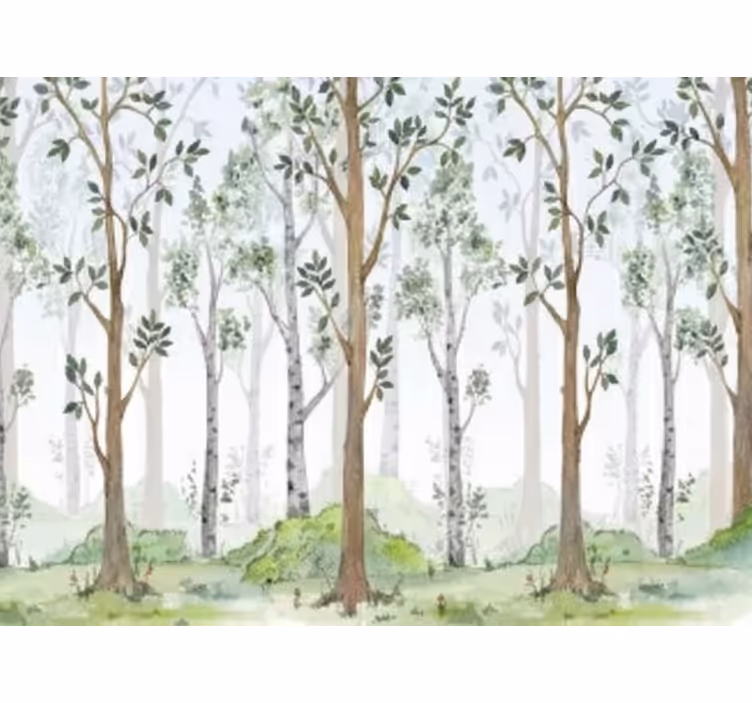 Tapete wald minimalistisches botanisches motiv - TenStickers