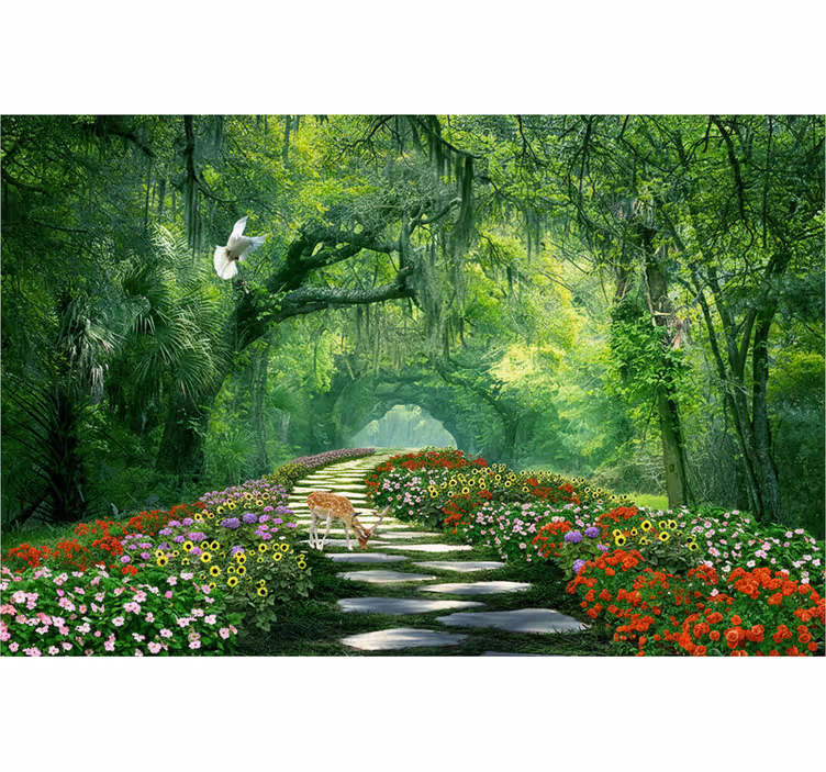 Tapete wald surrealer waldweg - TenStickers