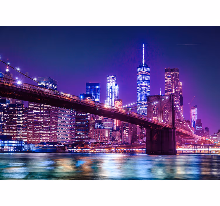 Fototapete Schlafzimmer New York bei Nacht - TenStickers