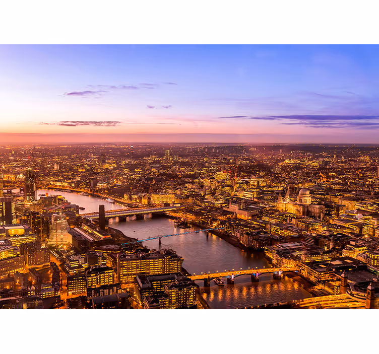 Fototapete Wohnzimmer luftaufnahme von london bei dämmerung - TenStickers