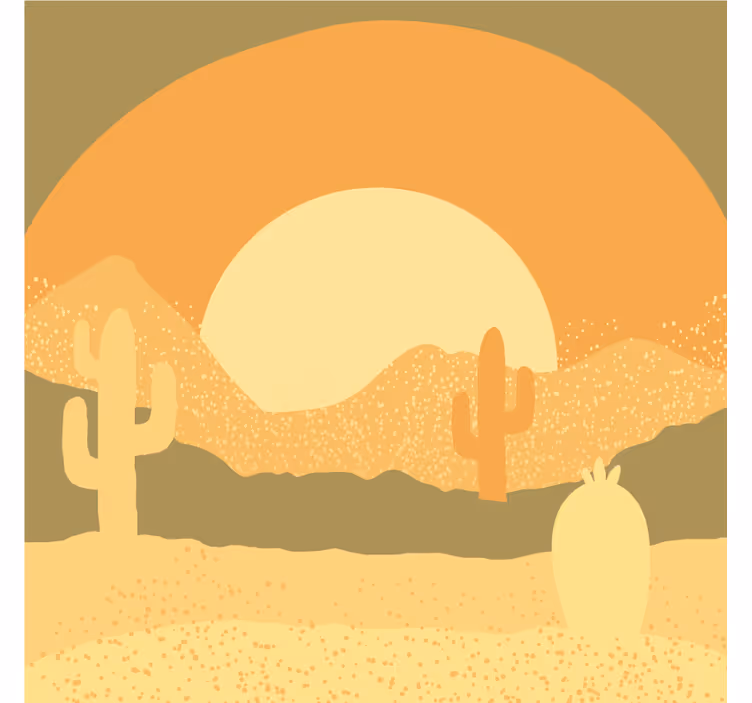 Fototapete wüste sonnenuntergang und kakteen-silhouette - TenStickers