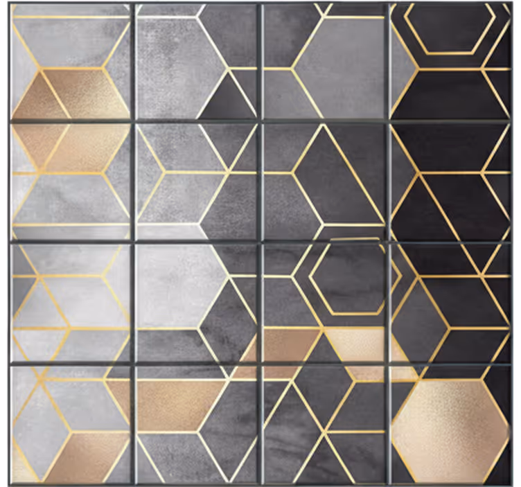 Fototapete badezimmer in schwarz und grau hexagone - TenStickers