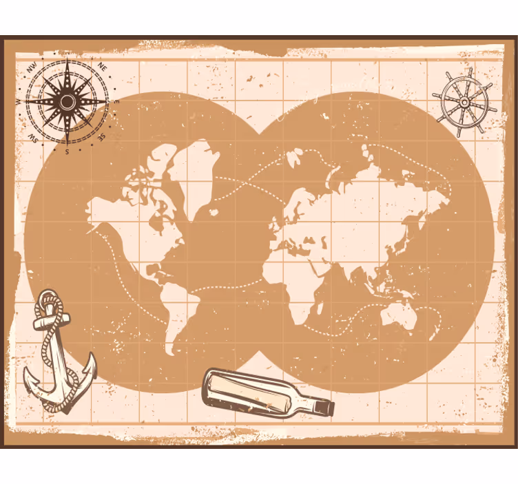 Fototapete beige mit stilvollem weltkarten-mauspad - TenStickers