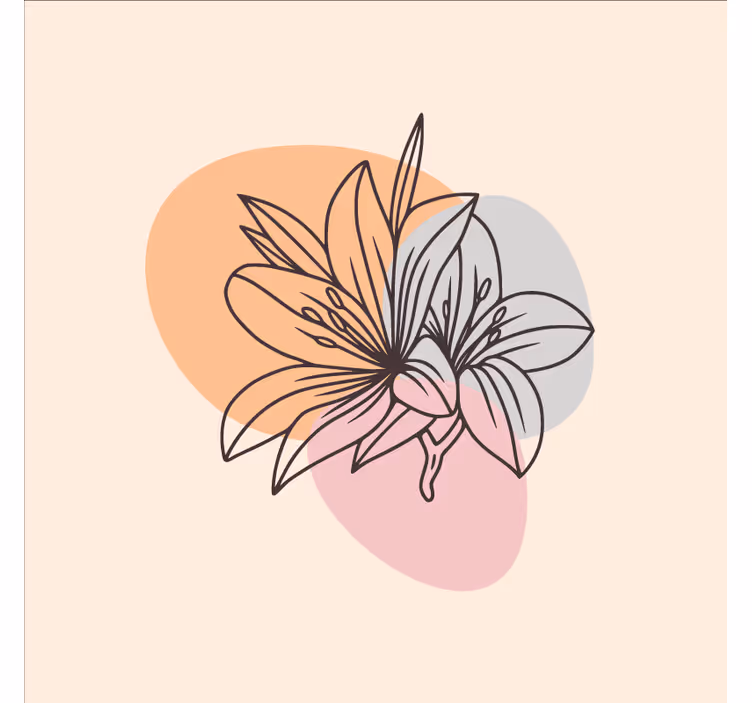 Fototapete beige süßes blumenpaar minimalistisches design - TenStickers