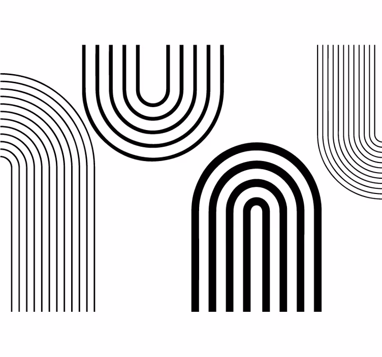 Fototapete weiß mit dünnen minimalistischen schwarzen bögen - TenStickers