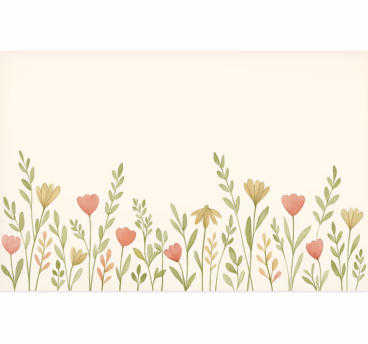 Fototapete beige mit rand aus feldblumen - TenStickers