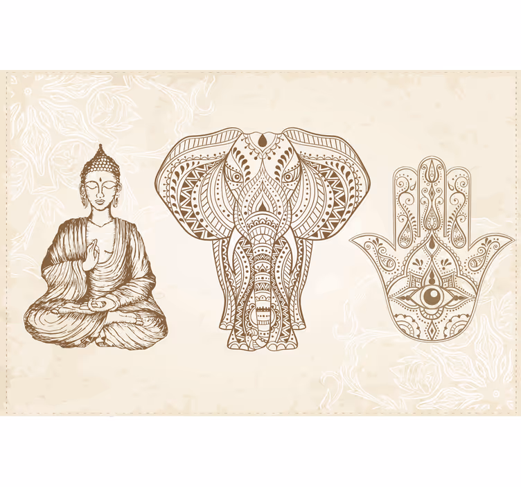 Fototapete beige mit buddha hamsa hand symbol - TenStickers