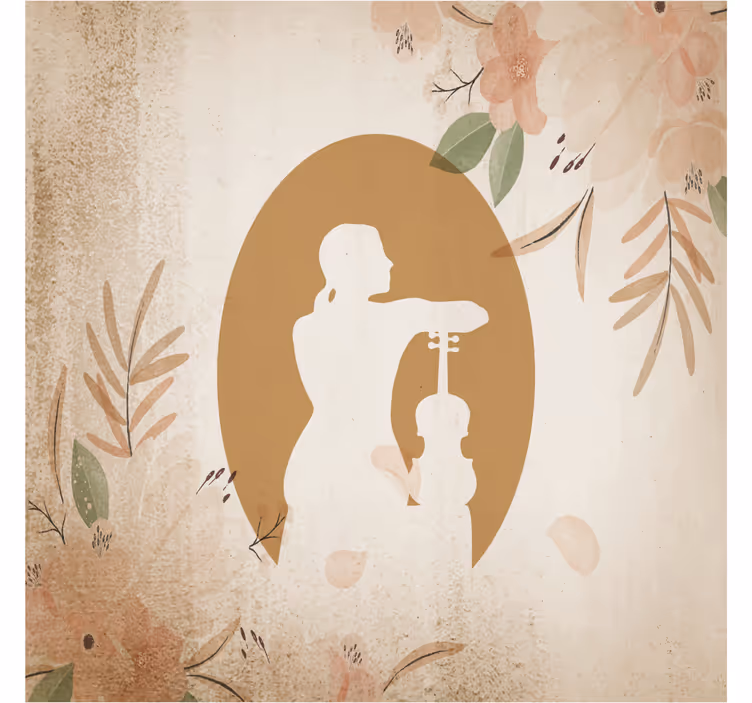 Fototapete beige mit silhouette eines sitzenden violinisten - TenStickers