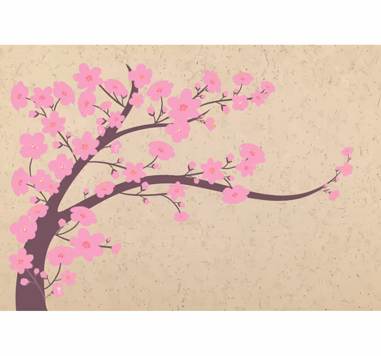 Fototapete beige mit pinken blumen auf beige hintergrund - TenStickers