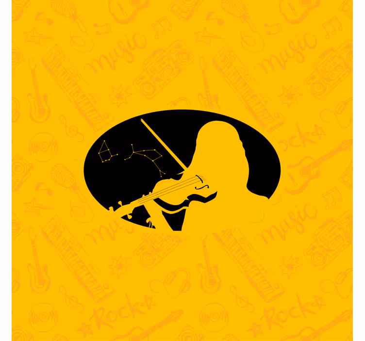 Fototapete gelb silhouette einer inspirierten geigerin - TenStickers