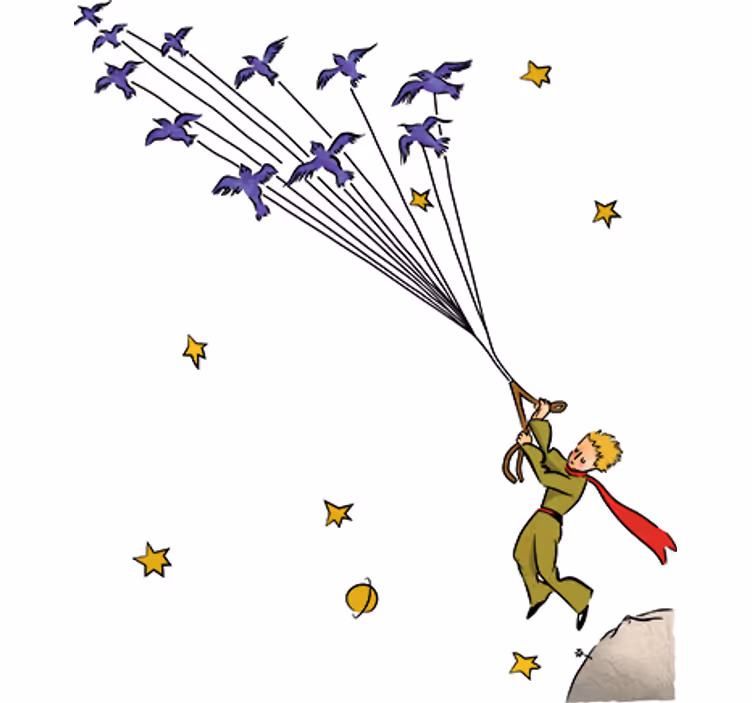 Fototapete weiß der kleine prinz fliegende farben - TenStickers