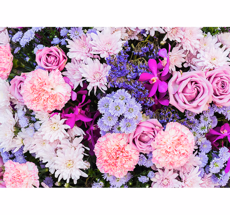 Fototapete rosa mit bunten blumen - TenStickers