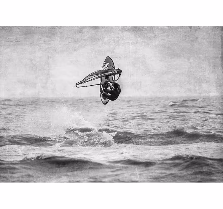 Fototapete grau windsurfen schwarz-weiß - TenStickers