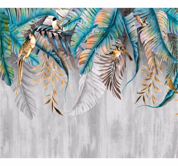 Fototapete natur mit bunten toucanblättern - TenStickers