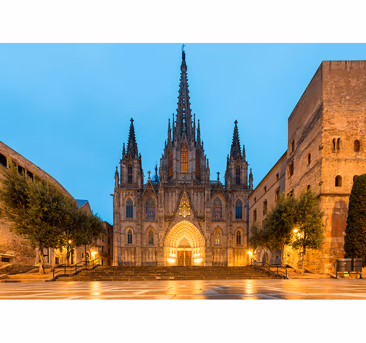 Fototapete Barcelona gotische kathedrale nacht - TenStickers
