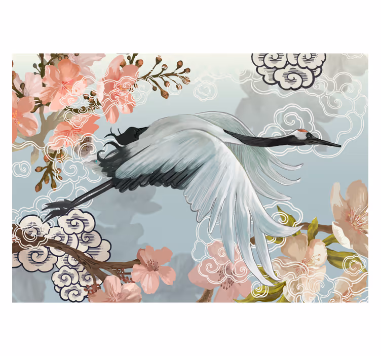 Fototapeten tiere eleganter kranichflug - TenStickers