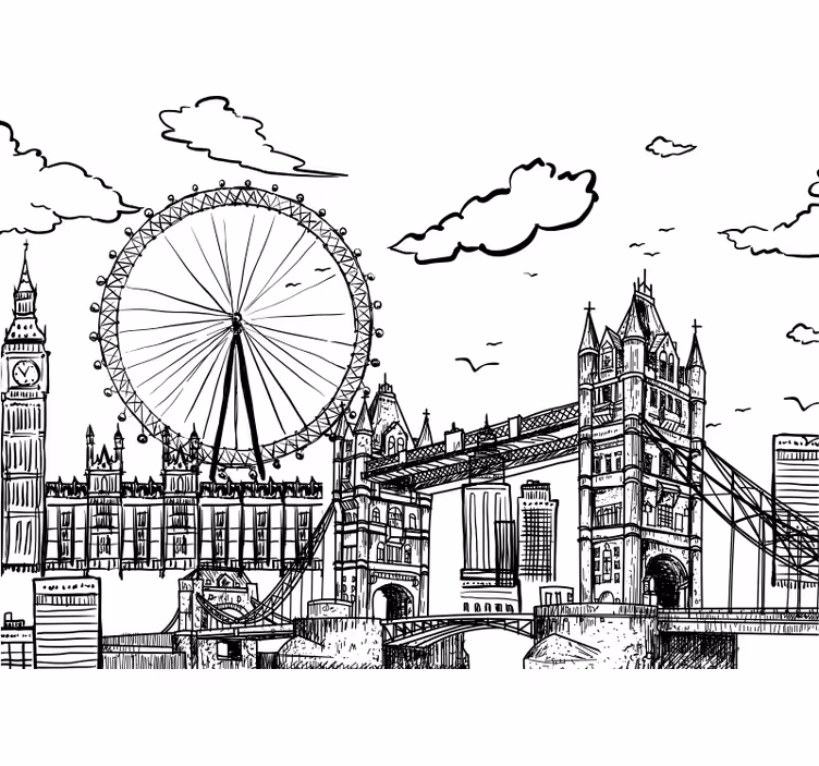 Zeichnung von London Fototapete - TenStickers