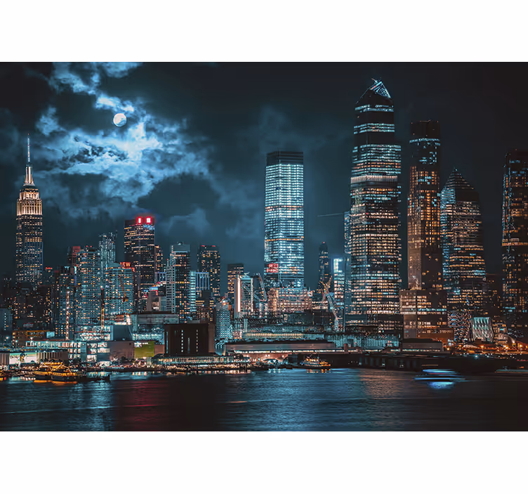 Fototapete new york stadtansicht nachtaufnahme - TenStickers