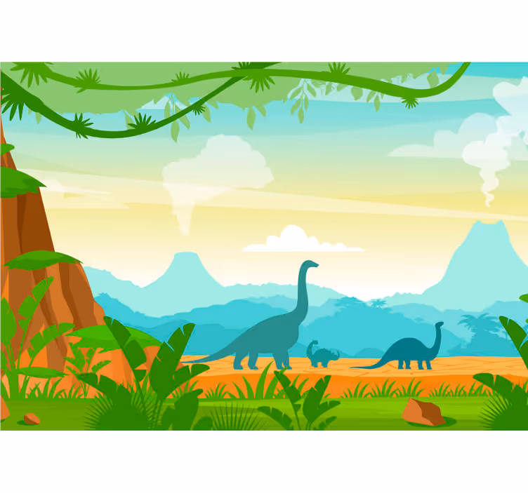 Fototapete dschungel mit dinosauriern - TenStickers
