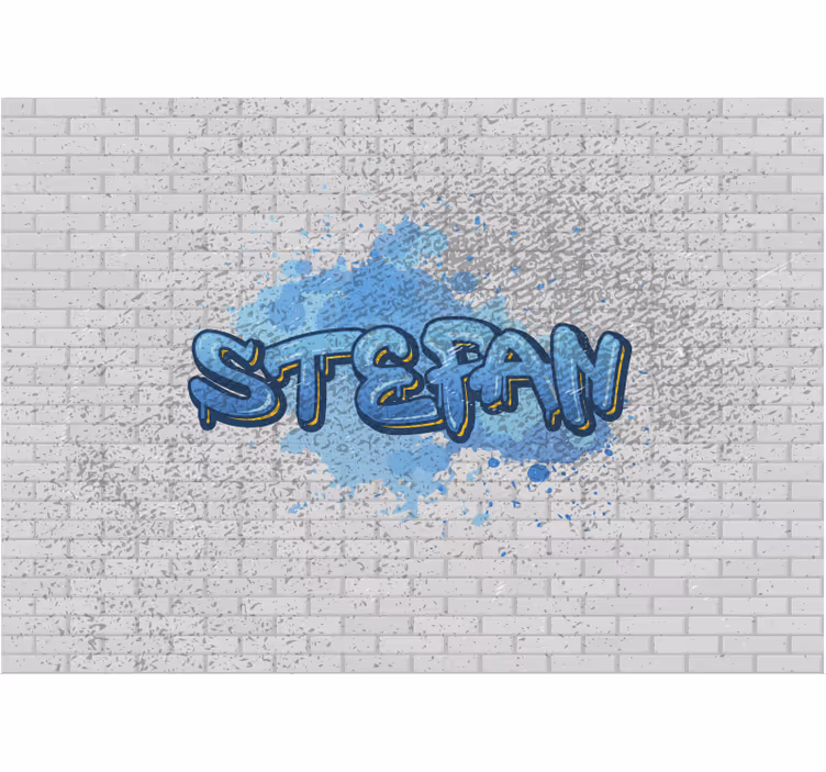 Fototapete Schlafzimmer blaues Graffiti mit Namen - TenStickers