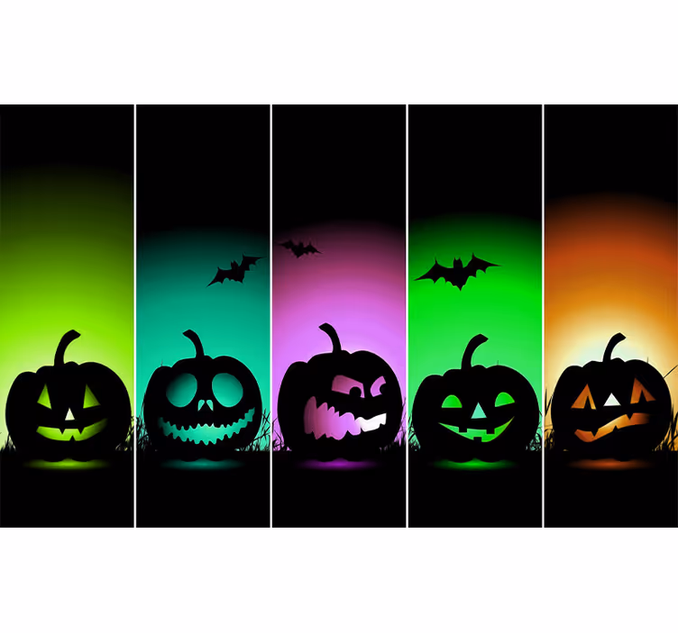 Halloween fototapete mit kürbisgesichtern - TenStickers