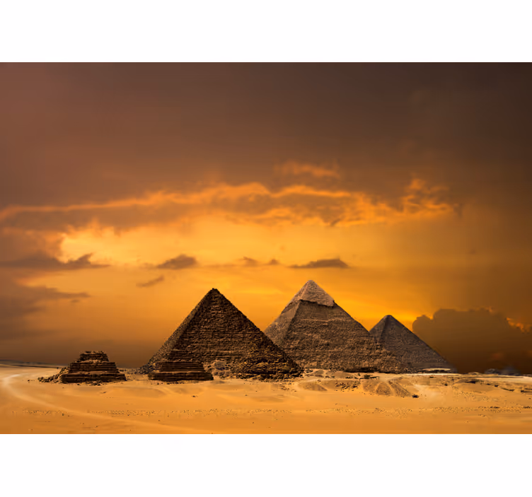 Fototapete Städte ägyptischen pyramiden sonnenuntergang - TenStickers