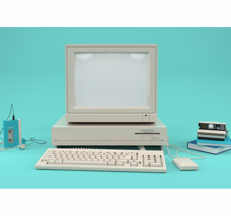 Fototapete Fahrzeuge vintage-computer-setup - TenStickers