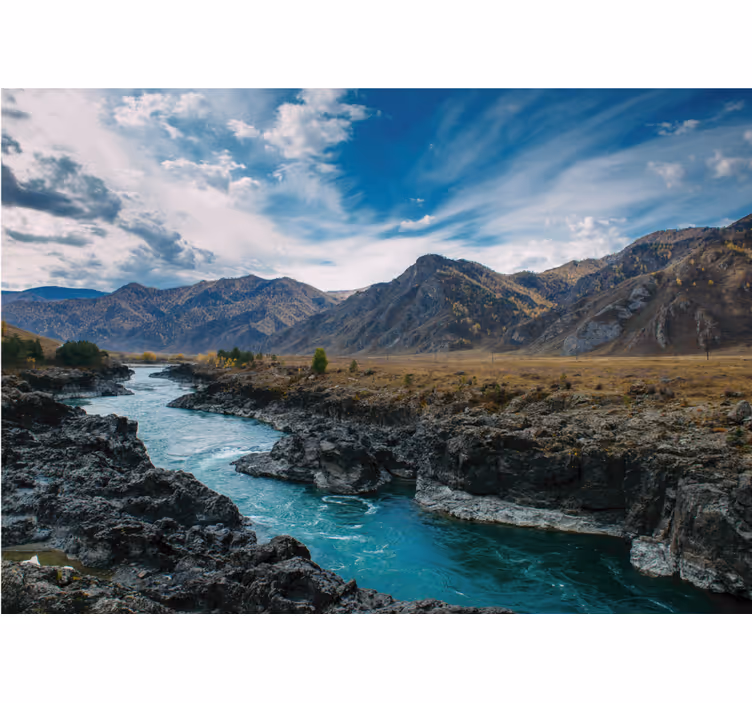 Fototapete Landschaften fluss- und bergpanorama - TenStickers