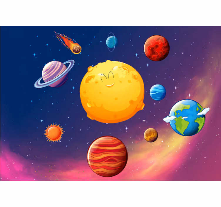 Fototapete fantasie glückliche planet charaktere - TenStickers