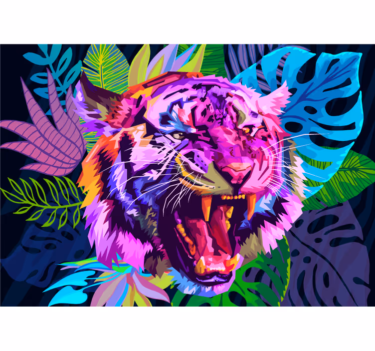 Fototapete tiere bunter tigerkopf - TenStickers