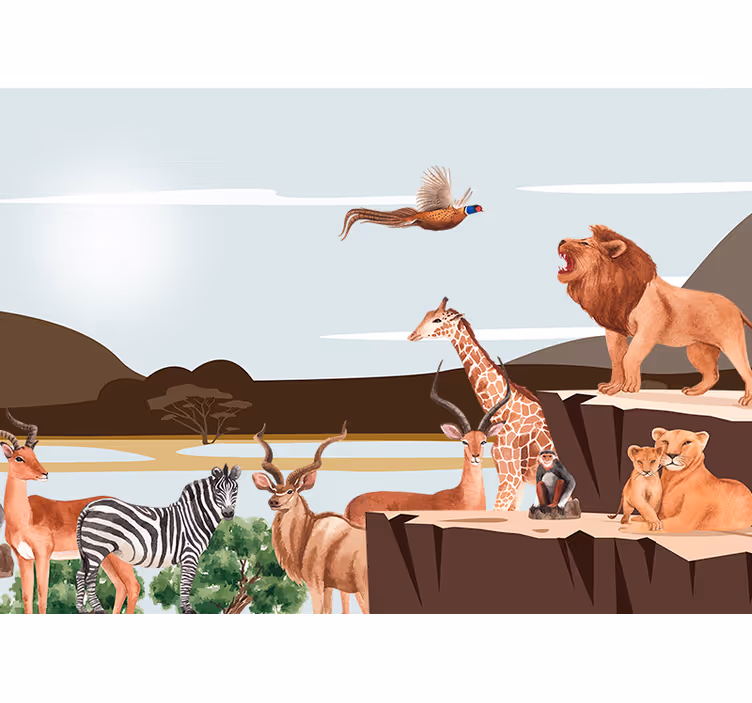 Fototapete Tiere majestätisches wildtiertreffen - TenStickers