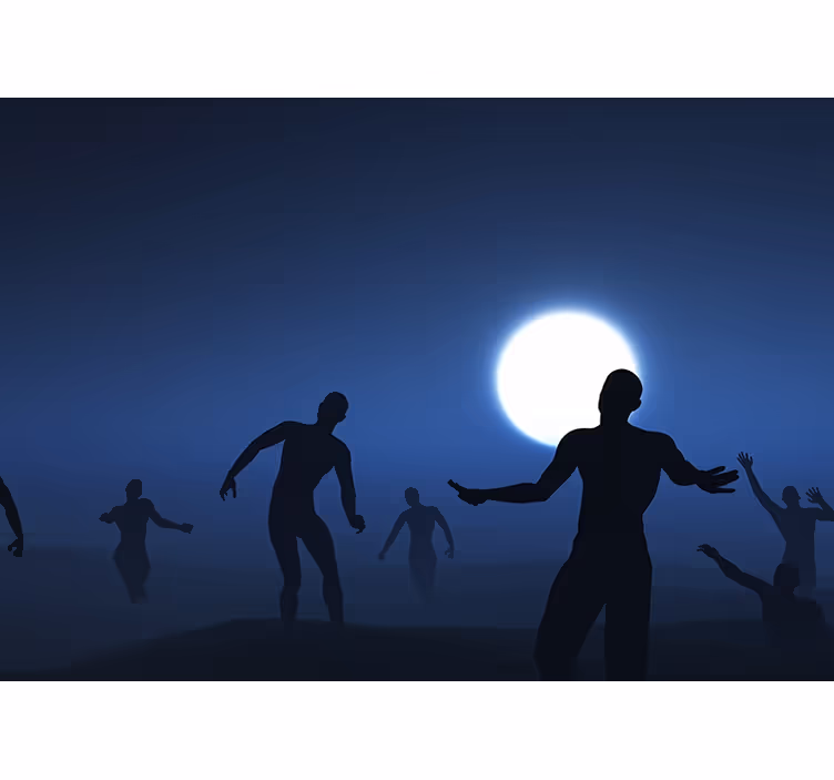 Fototapete Schlafzimmer Gruselige zombies im nebel - TenStickers