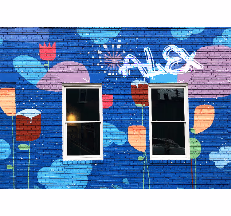Fototapete Graffiti bunte florale elemente - TenStickers