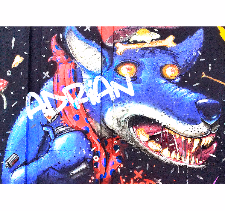 Fototapete Graffiti anpassbarer blauer wolf - TenStickers