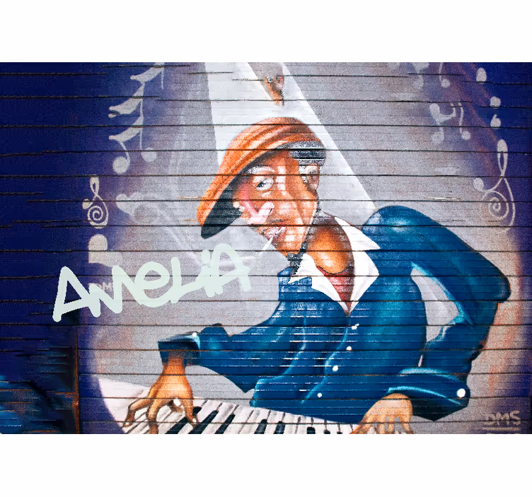 Fototapete Graffiti musiker mit hut - TenStickers