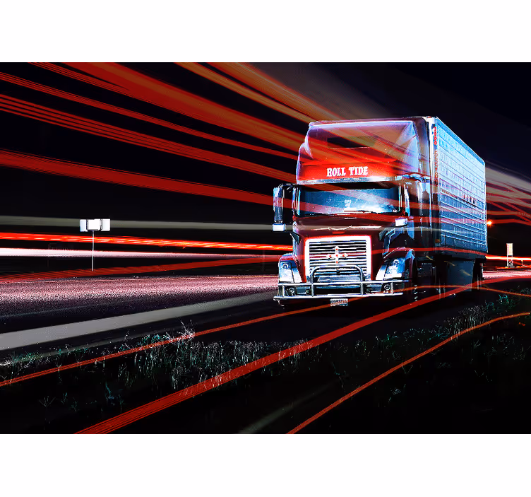 Fototapete Fahrzeuge rote lkw-bewegung - TenStickers