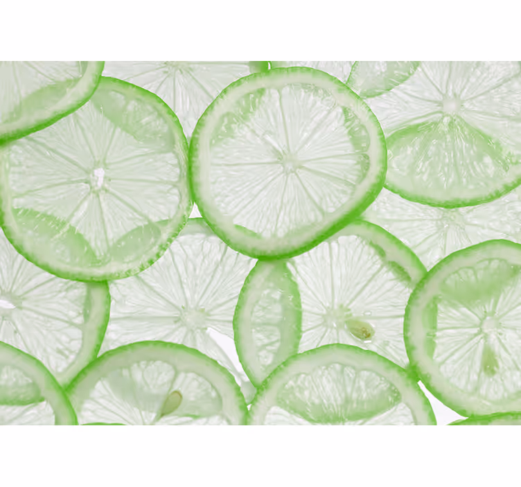 Fototapete blumen mit frischen limettenscheiben - TenStickers