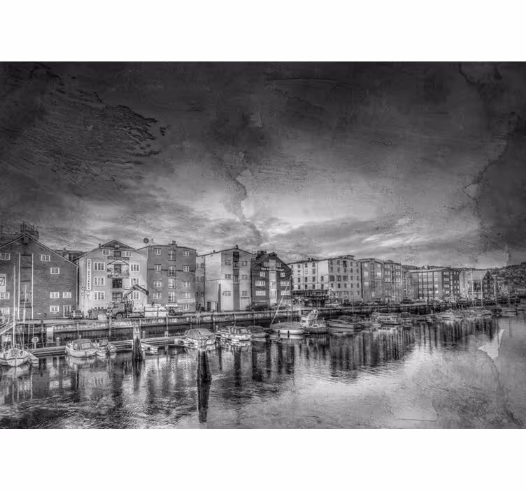 Fototapete Städte schwarz-weiß-hafen - TenStickers