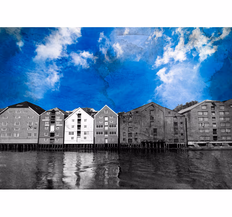 Fototapete Städte nora waterfront häuser - TenStickers