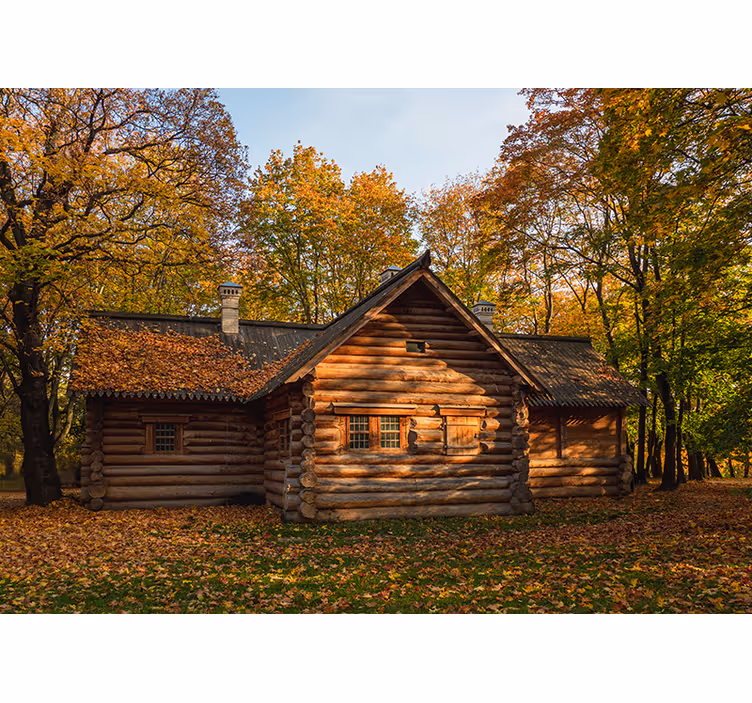 Fototapete Landschaften herbst-blockhaus - TenStickers