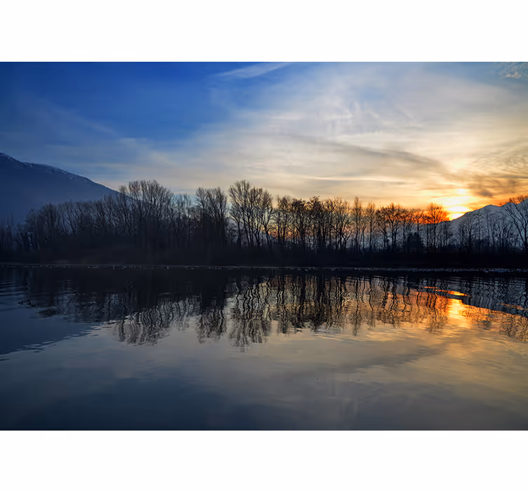 Fototapete Landschaften ruhiger sonnenuntergang am see - TenStickers