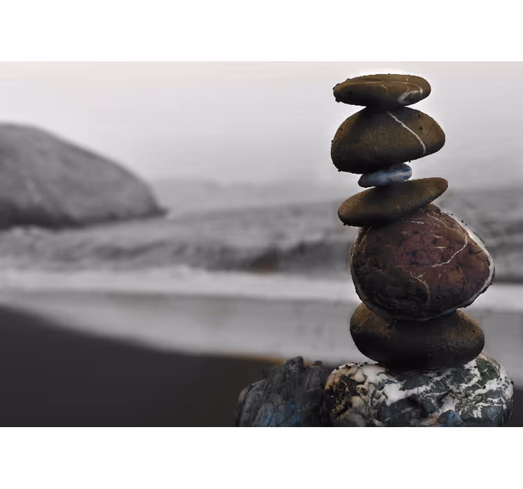 Fototapete zen mit ausgewogenen steinhaufen - TenStickers