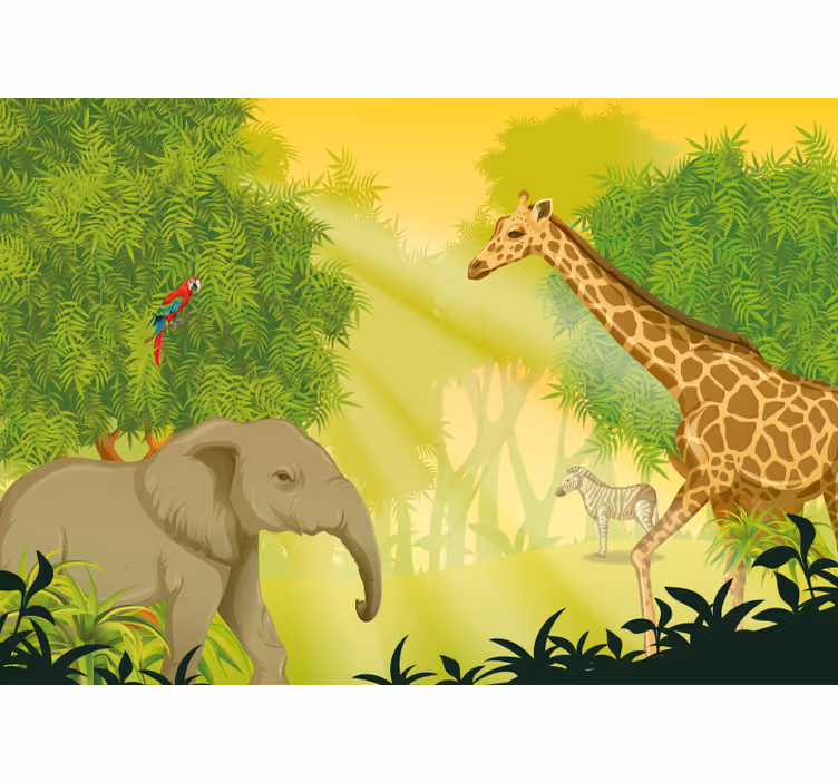 Fototapete tiere savannen-safari-szene - TenStickers
