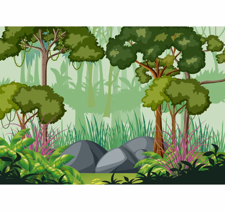 Fototapete dschungel lebhafte blätterlandschaft - TenStickers