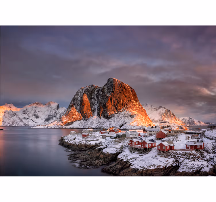 Fototapete berge schneebedeckte berge bei dämmerung - TenStickers