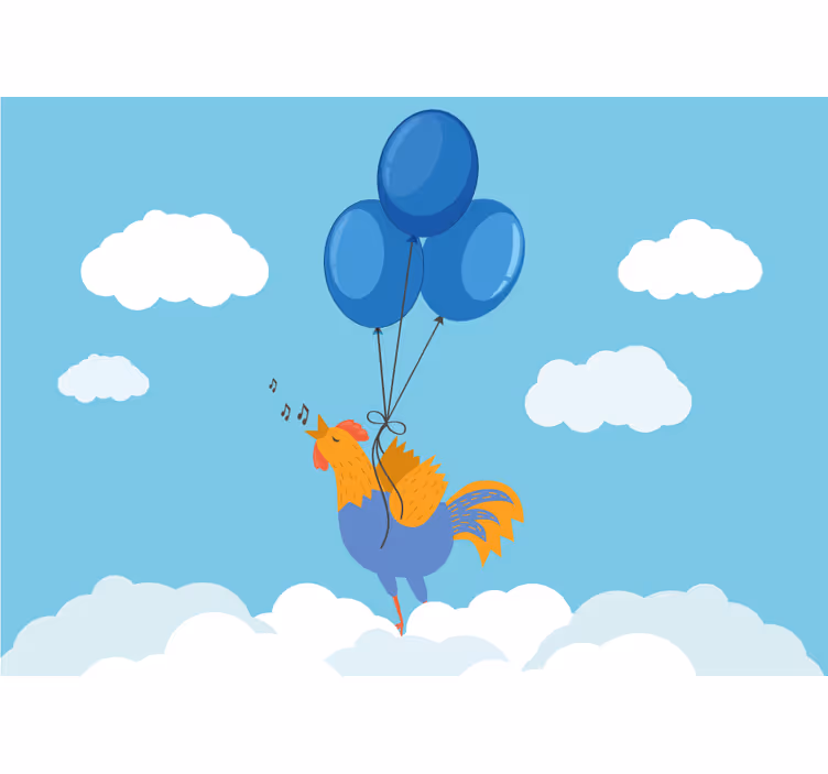 Fototapete kinderzimmer mit singenden hähnchenballons - TenStickers