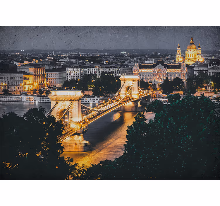 Fototapete städte nachtansicht kettenbrücke - TenStickers