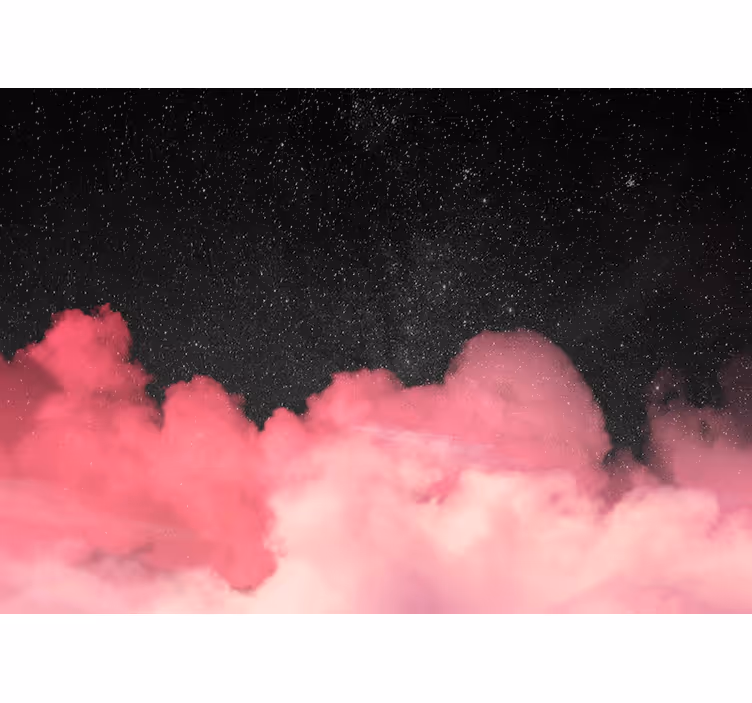 Fototapete berge mit sternen und rosa wolken - TenStickers
